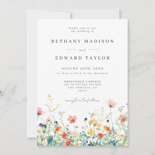 Invitation Mariage de Fleur sauvage lunatique (Devant)
