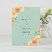 Invitation Mariage de Fleur Sauvage Orange Mousse de Mer (Debout devant)