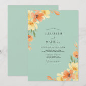Invitation Mariage de Fleur Sauvage Orange Mousse de Mer (Devant / Derrière)