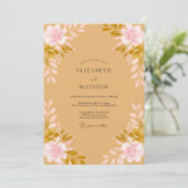 Invitation Mariage de Fleur Sauvage Peinte en Ocre (Debout devant)