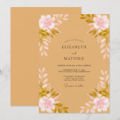 Invitation Mariage de Fleur Sauvage Peinte en Ocre (Devant / Derrière)