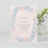 Invitation Mariage de Fleur Sauvage Pervenche Rosée (Debout devant)