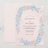 Invitation Mariage de Fleur Sauvage Pervenche Rosée (Devant / Derrière)