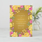 Invitation Mariage de Fleur Sauvage Rose et Moutarde (Debout devant)