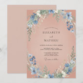 Invitation Mariage de Fleur Sauvage Rose Paisible (Devant / Derrière)