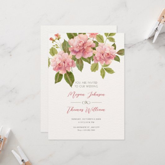 Invitation Mariage de fleurs (Devant/Arrière en situation)