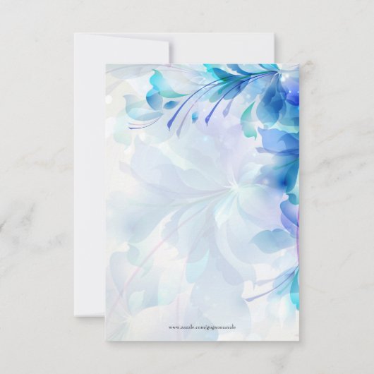 Invitation Mariage De Fleurs Abstraites Bleues Et Violettes (Dos)