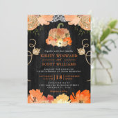 Invitation Mariage de fleurs automnales Citrouille aquarelle (Debout devant)