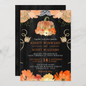 Invitation Mariage de fleurs automnales Citrouille aquarelle (Devant / Derrière)