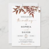 Invitation Mariage de fleurs blanc moderne automne en terre c (Devant)