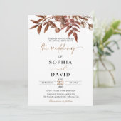 Invitation Mariage de fleurs blanc moderne automne en terre c (Debout devant)