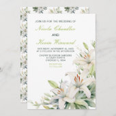 Invitation Mariage de fleurs blanches (Devant / Derrière)