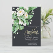 Invitation Mariage de fleurs blanches (Debout devant)