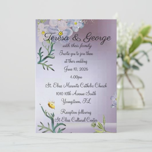 Invitation Mariage de fleurs blanches (Debout devant)