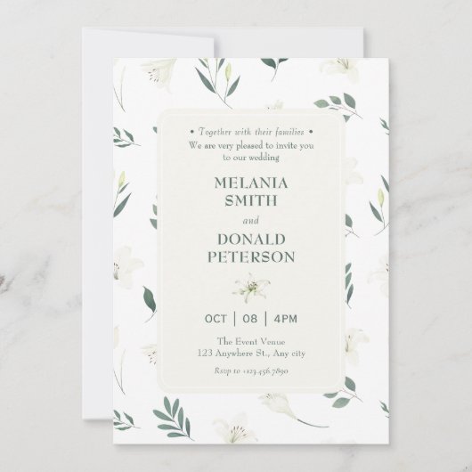 Invitation Mariage de fleurs blanches (Devant)