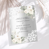 Invitation Mariage de fleurs blanches argentées