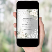 Invitation Mariage de fleurs blanches argentées