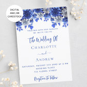Invitation Mariage de fleurs blanches bleues royales
