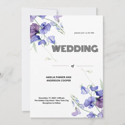 Invitation Mariage de fleurs blanches de charme (Devant)