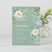 Invitation Mariage de fleurs blanches de l'Eucalyptus Sage Ar (Debout devant)