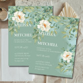 Invitation Mariage de fleurs blanches de l'Eucalyptus Sage Ar