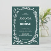 Invitation Mariage de fleurs blanches Feuilles vertes (Debout devant)