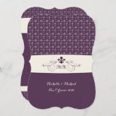 Invitation Mariage de fleurs blanches violettes de Lis (Devant / Derrière)