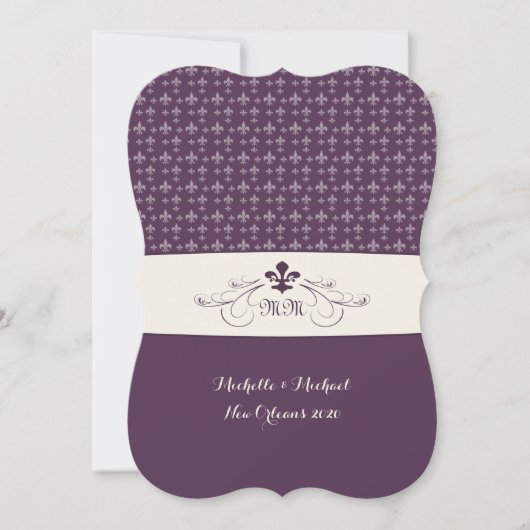 Invitation Mariage de fleurs blanches violettes de Lis (Devant)