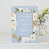 Invitation Mariage de fleurs bleu ciel (Debout devant)