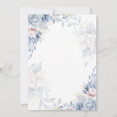 Invitation Mariage de fleurs bleu et or Réception (Dos)