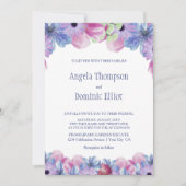Invitation Mariage de fleurs bleu rose (Devant)