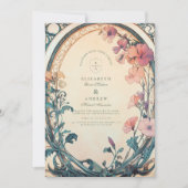 Invitation Mariage de fleurs bleu rouille (Devant)