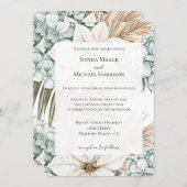 Invitation Mariage de fleurs bleu tropical (Devant / Derrière)
