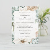 Invitation Mariage de fleurs bleu tropical (Debout devant)