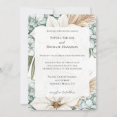 Invitation Mariage de fleurs bleu tropical (Devant)