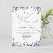 Invitation Mariage De Fleurs Bleues Dusty Juste Marié (Debout devant)