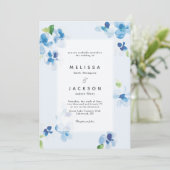 Invitation Mariage de fleurs bleues et délicates (Debout devant)