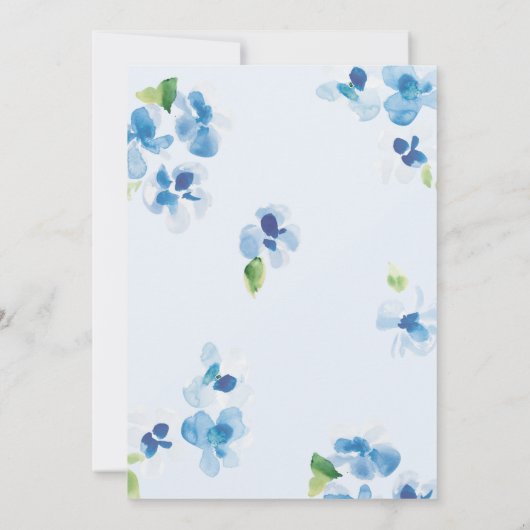 Invitation Mariage de fleurs bleues et délicates (Dos)