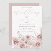 Invitation Mariage de fleurs Boho Blush Boho Dusty Rose (Devant / Derrière)