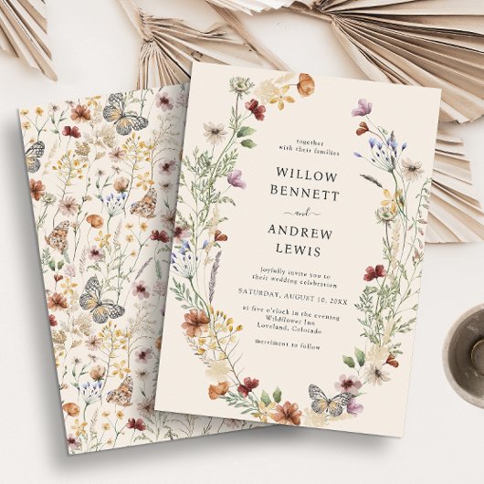 Invitation Mariage de fleurs boho rustiques