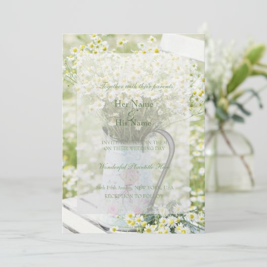 Invitation Mariage de fleurs Chamomile (Debout devant)