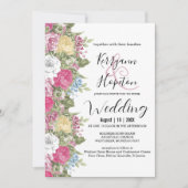 Invitation Mariage de fleurs colorées (Devant)