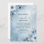 Invitation Mariage de fleurs Cool bleues (Devant / Derrière)