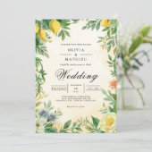 Invitation Mariage de fleurs d'agrumes dorés (Debout devant)