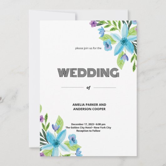 Invitation Mariage de fleurs d'amour pur (Devant)