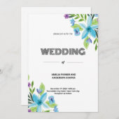 Invitation Mariage de fleurs d'amour pur (Devant / Derrière)