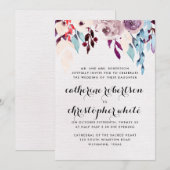 Invitation Mariage de fleurs d'aquarelle (Devant / Derrière)