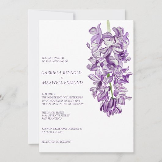 Invitation Mariage de fleurs d'aquarelle claire (Devant)