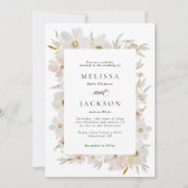 Invitation Mariage de fleurs d'aquarelle crème et bleu (Devant)