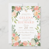 Invitation Mariage de fleurs d'aquarelle de printemps et de p (Devant)